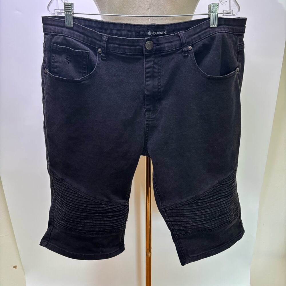 Rocawear Faded Black Moto Jean Shorts for Men Size W38